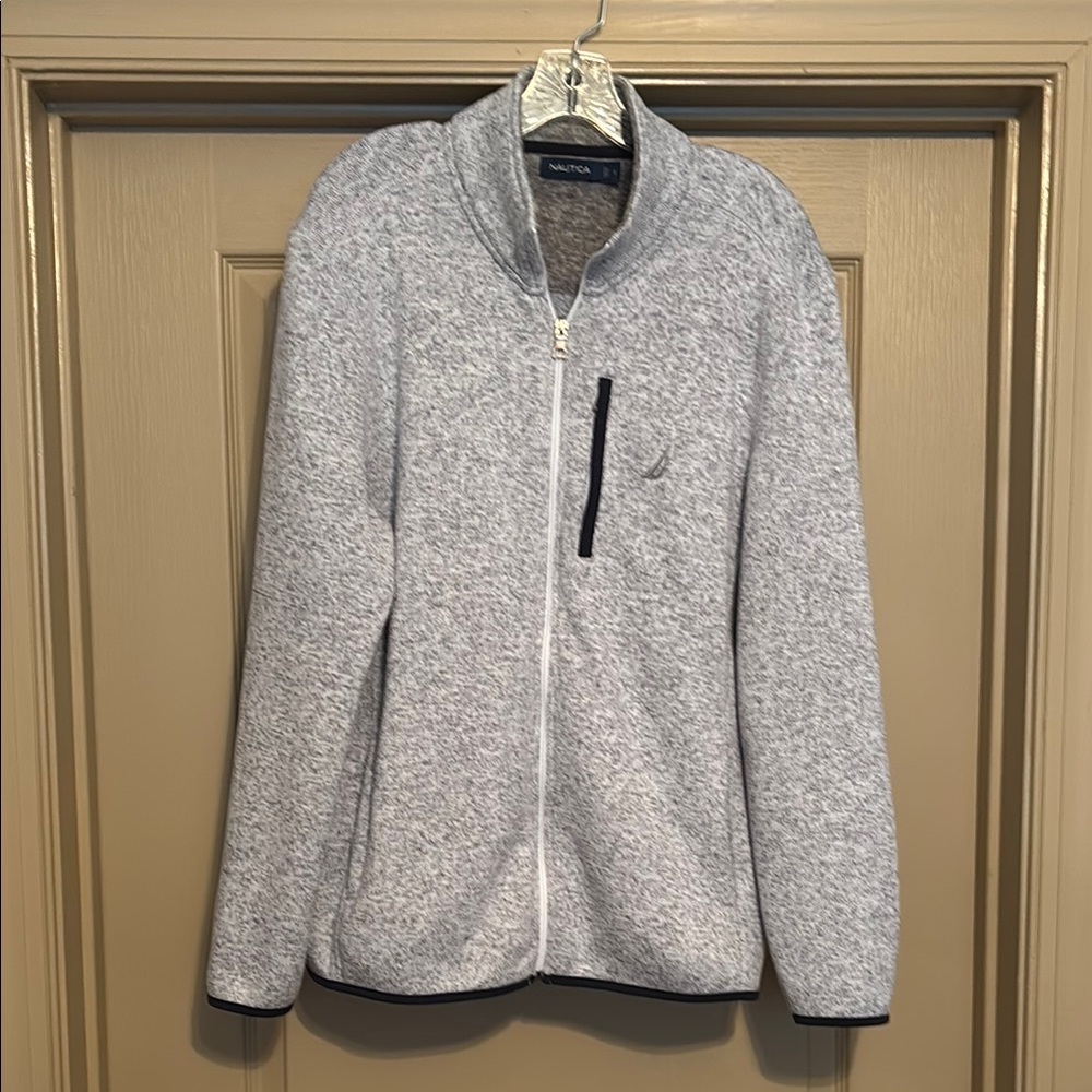 Nautica Gray Utility Jacket Full-Zip Standing Collar